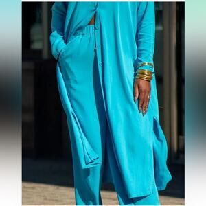 Victoriouslogan The Drop  Women's Wide Leg Pull On Pant Blue Large